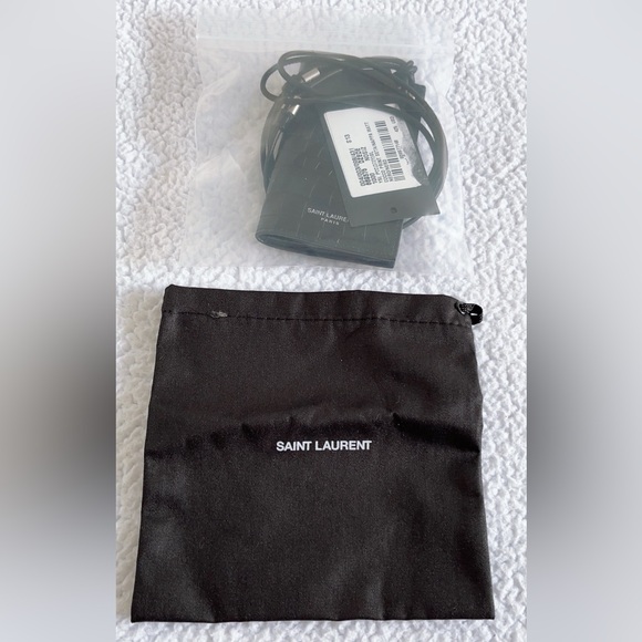 Authentic Saint Laurent Croc Embossed Flip Card Case with Lanyard - Picture 15 of 16